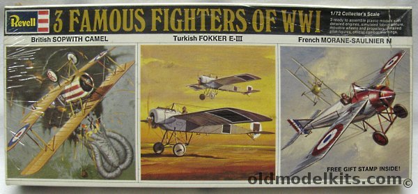 Revell 1/72 3 Famous Fighters of WWI - Sopwith Camel - Turkish Fokker E-III - Morane Saulnier N, H676-130 plastic model kit